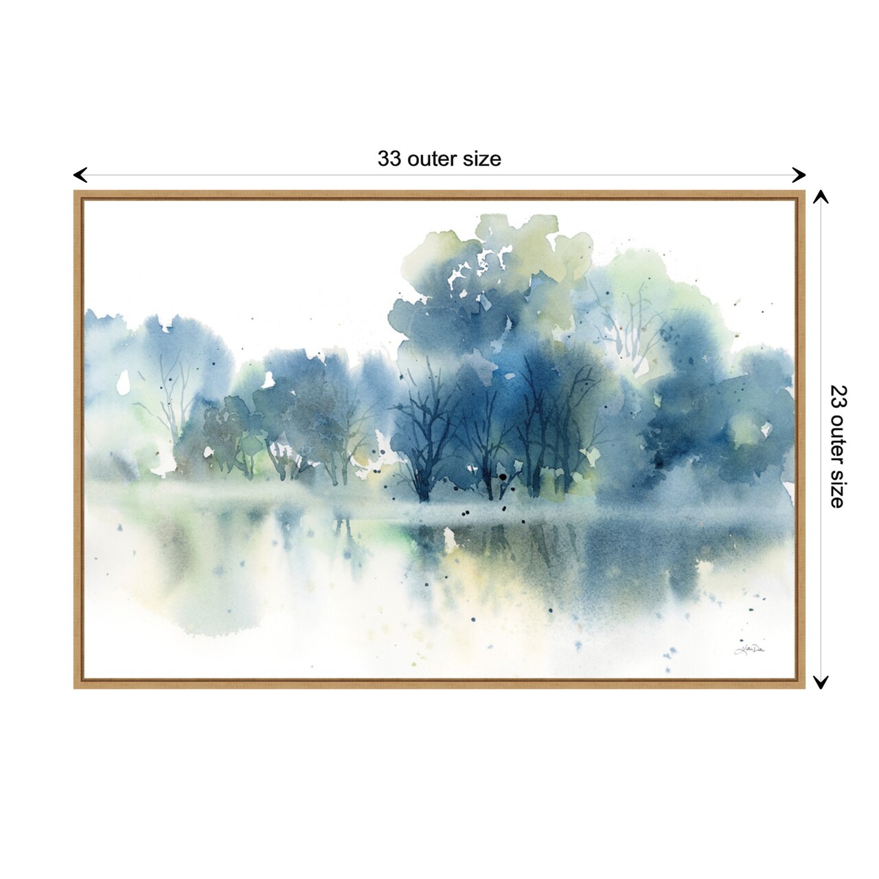 Trees Reflected in Blue Pond by Katrina Pete Canvas Art Framed